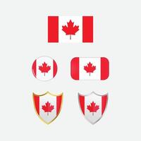 Canada country flag, country flag button, and shield design vector