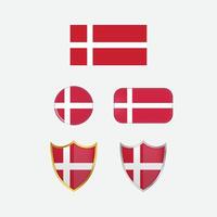 Denmark country flag, country flag button, and shield design vector