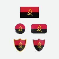 Angola country flag, country flag button, and shield design vector