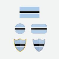 Botswana country flag, country flag button, and shield design vector