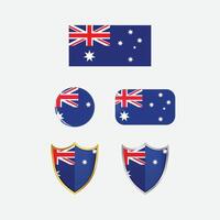 Australia country flag, country flag button, and shield design vector