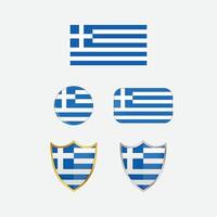Greece country flag, country flag button, and shield design vector