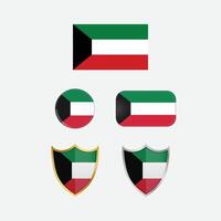 Kuwait country flag, country flag button, and shield design vector