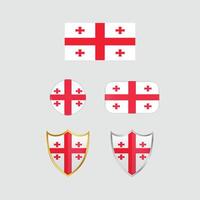 Georgia country flag, country flag button, and shield design vector