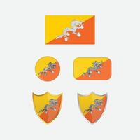 Bhutan country flag, country flag button, and shield design vector