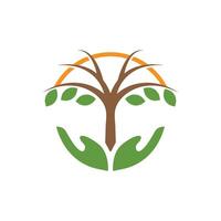 Hand Tree Logo Template Icon vector