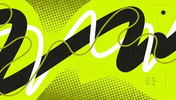Abstract Creative Background with Wavy Lines, Halftones and Texture Effects in Black, Yellow and White Color Style. Suitable for Cover, Banner, Poster, or Landing Page Design vector