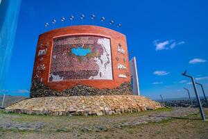 Mongolia - August 7, 2024 - Monument for Mongol States, Imperial Map Monument for the three empires settled at Orkhon River, located in Kharkhorin, the capital of the Mongol Empire under Genghis Khan photo