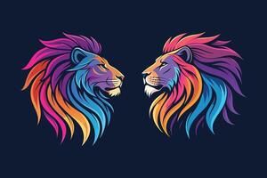 lion colorful art vector