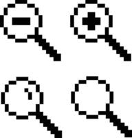 Pixel magnifying glass icon. The symbol of the search or zoom tool is the magnifying glass sign. Search concept. pixel art. flat style. vector