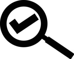 check mark with magnifying glass icon. search sign. check mark search symbol. flat style. vector