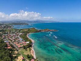 Drone view Anse l'Etang and Tartane beaches with wonderful coral reefs, Martinique, West Indies, France photo