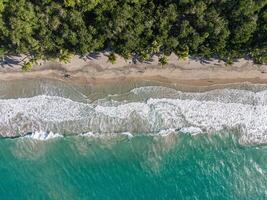 Bird-eye view of the Diamant, waves and coconuts, Martinique, West Indies, France photo