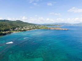 Drone view of Anse l'etang beach, Martinique, West Indies, France photo