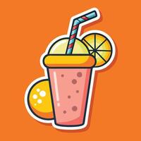 Cartoon Smoothie with Eco Friendly Straw, Perfect for Summer Sips vector