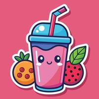 Cartoon Smoothie with Paper Straw, Perfect for Social Media Posts vector