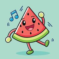 Joyful Animated Watermelon Slice Dancing with a Groovy Smile vector