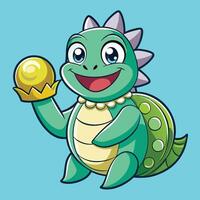 animado pegatina de un alegre mar Tortuga adornado con un rosado gorra vector