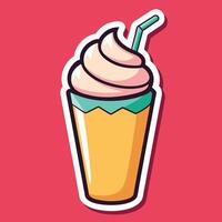 Whimsical Cartoon Smoothie with a Swirly Whip Topping vector