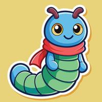 Tiny Caterpillar Adorned with a Miniature Scar, a Cartoonish Display of Nature s Imperfections vector