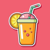 Whimsical Cartoon Smoothie with Paper Straw in Vibrant Tropical Colors vector