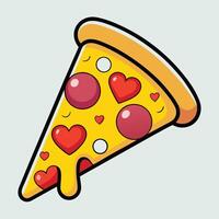 Irresistible Cartoon Pizza Slice with Heart Shaped Toppings vector