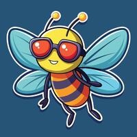 Cool Firefly with Shades Cartoon Sticker vector