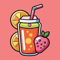 Cute and Delightful Smoothie with a Straw Cartoon Sticker vector
