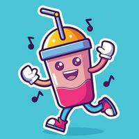 Animated Decal of a Dancing Smoothie Cup with Music Notes vector