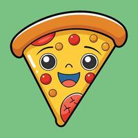 Smiling Pepperoni Pizza Slice Cartoon Sticker for Fun and Delight vector