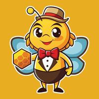 Adorable Cartoon Bee Decked Out in a Dapper Bow Tie vector
