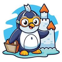 Goofy Penguin with Goggles Embracing the Wintery Fun vector