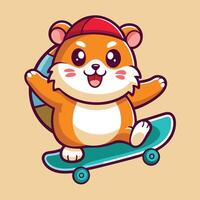 Playful Hamster Riding a Tiny Cycle Depicted in a Cartoon Sticker vector