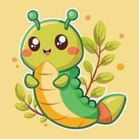 Playful Caterpillar Delighting in Miniature Leaves vector