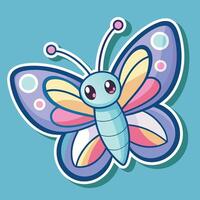 Pastel Colored Butterfly Cartoon Sticker with Whimsical Wings vector