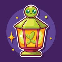 Cartoon Firefly Glowing Brightly Inside an Illuminated Lantern vector