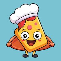 Hilarious Cartoon Pizza Slice with a Tiny Chef s Hat vector