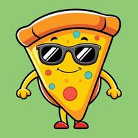 Cartoon Pizza Slice Character with Sunglasses A Delightful Visual Treat vector