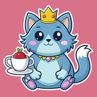 Animated Sticker of a Mischievous Kitten Decked in a Tiara vector