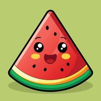 Cartoon Sticker of a Slice of Watermelon with a Smiling Face vector