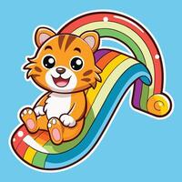 Playful Tiger Cub Embarks on a Slippery Adventure on a Cartoon Slide vector