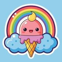 Cartoon Sketch of a Tempting Ice Cream Cone Resting Gracefully vector