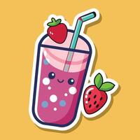 Cartoon Smoothie Delight with Paper Straw vector