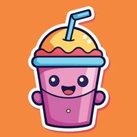 Cheerful Smoothie Cup with Smiling Face in Cartoon Style vector