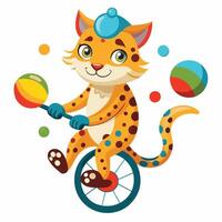 Playful Cheetah Riding a Unicorn in a Cartoon Style Sticker vector