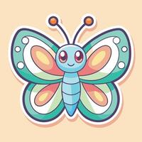 Pastel Colored Butterfly Sticker Adorned with Graceful Curves vector