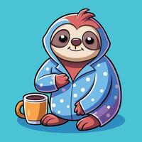 Cartoon Sloth in Pajamas A Sleepy and Adorable Sticker vector