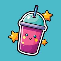 Delightful Smoothie Cup Sticker with Glittery Stars vector