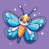 Enchanting Butterfly with Sparkling Wings A Cartoon Sticker Delight vector