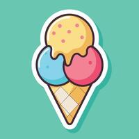 Cartoon Sticker of an Ice Cream Cone with Double Scoops vector